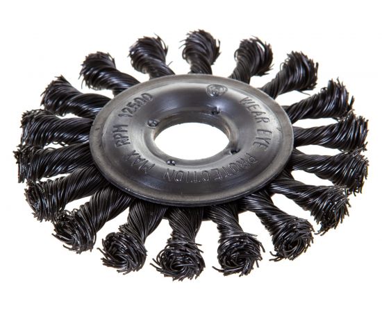 Щётка круглая, витая стальная проволока №133 (100 мм; 22.2 мм) для УШМ Атака 26587 – изображение 5