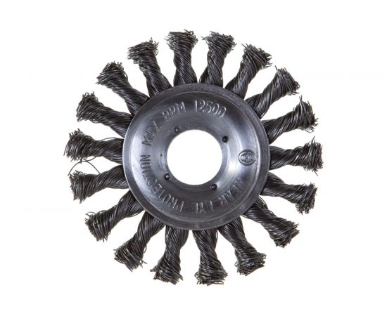 Щётка круглая, витая стальная проволока №133 (100 мм; 22.2 мм) для УШМ Атака 26587 – изображение 6