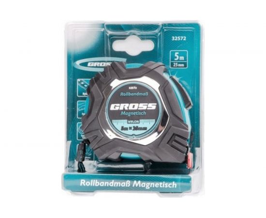 Рулетка Magnetisch, 5 м х 25 мм обрезиненный корпус,автоматическая фиксация GROSS 32572 – изображение 7