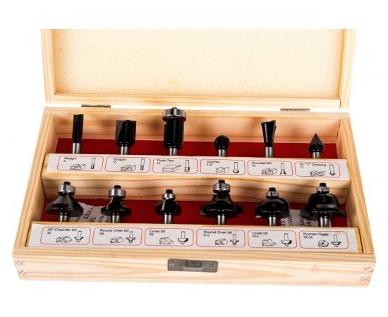 Набор фрез 1201 (12 шт; хвостовик 8 мм) по дереву Калибр 00000024854 – изображение 10