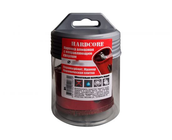 Коронка алмазная по керамограниту и мрамору с направляющим сверлом 68 мм Hardcore 154068 