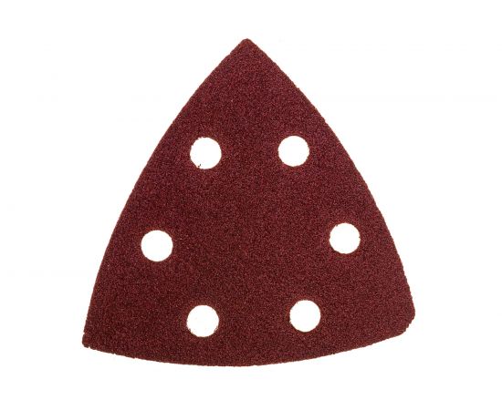 Треугольник абразивный на ворсовой подложке под липучку (5 шт; 93 мм; P80; 6 отв) MATRIX 73859 