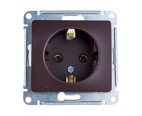 1-местный механизм розетки Schneider Electric скрытой проводки 1модуль Glossa 16А IP20 с заземлением шоколад GSL000843 