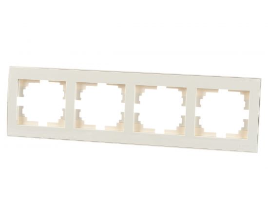 Четырехместная горизонтальная рамка LEZARD RAIN крем с бок. вст. 703-0303-149 