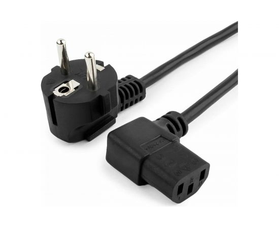 Кабель питания Cablexpert 1.8м Schuko-C13 VDE 10А черный угловой, разъем с заземлением PC-186A-VDE 