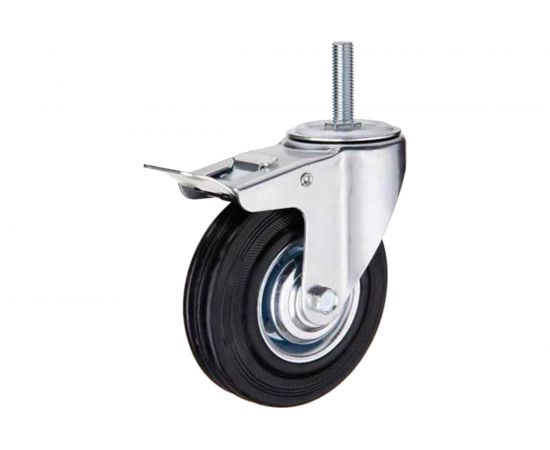 Колесо промышленное поворотное крепление болтом М10 с тормозом SCTB94 75 мм MFK-TORG 4009075 М10 