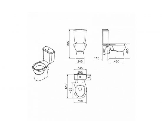 Напольный унитаз-компакт JACOB DELAFON JULY с бачком, механизм 3.6 л E24541RU-0 00000078174 – изображение 2