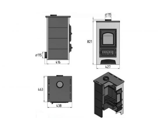 Печь-Камин Везувий ПК-01 270 беж. 9 кВт 150 м3 115 мм А-314697 – изображение 2