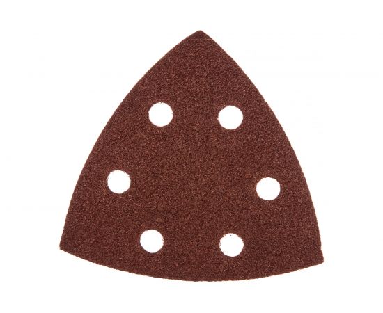 Треугольник абразивный на ворсовой подложке под липучку (5 шт; 93 мм; P80; 6 отв) MATRIX 73859 – изображение 2