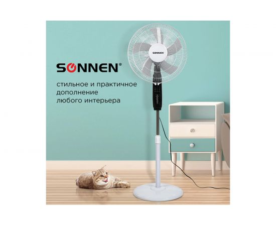 Напольный вентилятор SONNEN 3 режима, пульт ДУ, TF-45W-40-520, d=40 см, 45 Вт, белый, 454788 – изображение 2