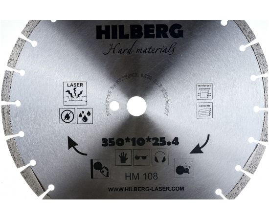 Диск алмазный отрезной сегментный Hard Materials Laser (350x25.4 мм) Hilberg HM108 – изображение 4