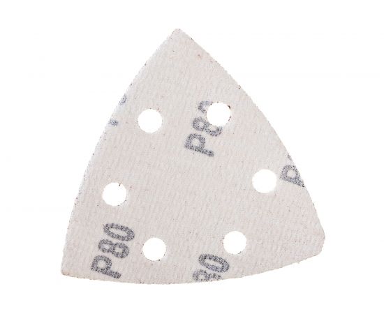 Треугольник абразивный на ворсовой подложке под липучку (5 шт; 93 мм; P80; 6 отв) MATRIX 73859 – изображение 4