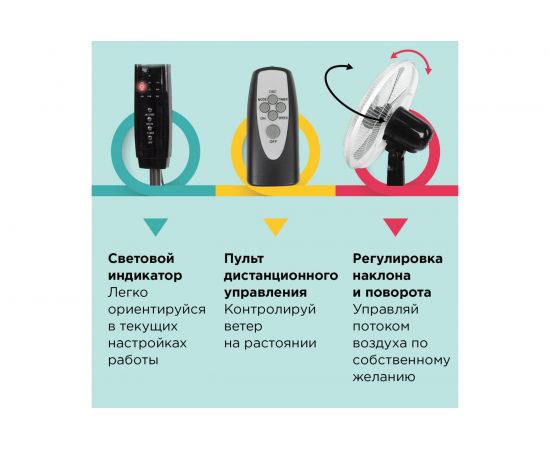 Напольный вентилятор SONNEN 3 режима, пульт ДУ, TF-45W-40-520, d=40 см, 45 Вт, белый, 454788 – изображение 8