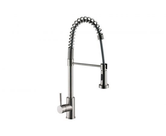 Смеситель для кухни MELANA нерж.сталь, однорычажный, сатин, вытяжной излив 8111 