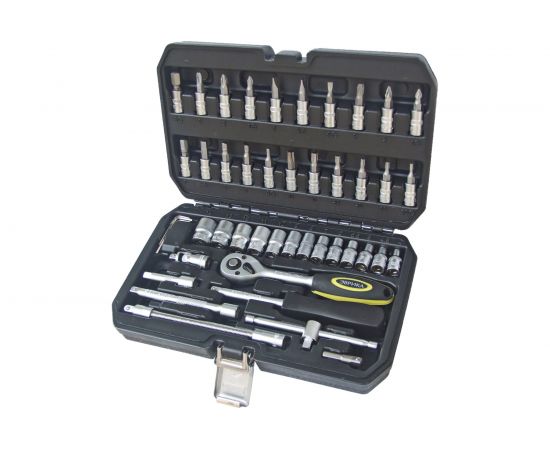 Набор торцевых головок ЭВРИКА 1*4", DR, 6-гранный, 46 предметов ER-80046 