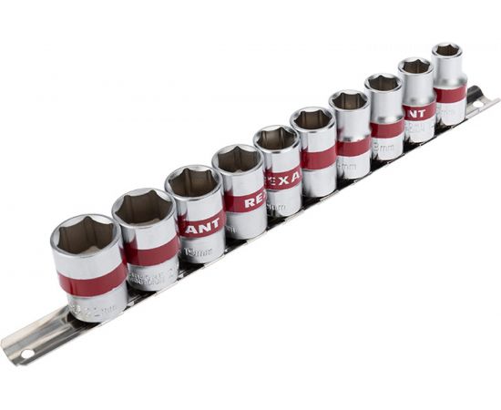Набор торцевых головок REXANT 1/2, шестигранные, CrV, 10 шт, 10-22 мм 12-8306 