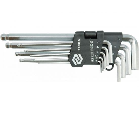 Набор шестигранников с шаром VOREL 9 шт CrV 2-10мм 56477 