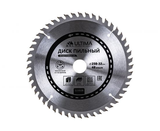 Диск пильный по дереву (250х32 мм, 48 зубьев) Ultima 115028 