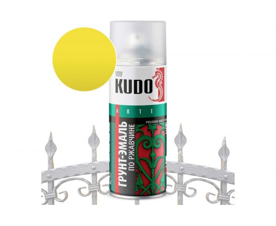 Грунт-эмаль аэрозоль по ржавчине KUDO желтая 520 мл RAL 1018 311018 11605365 – изображение 2