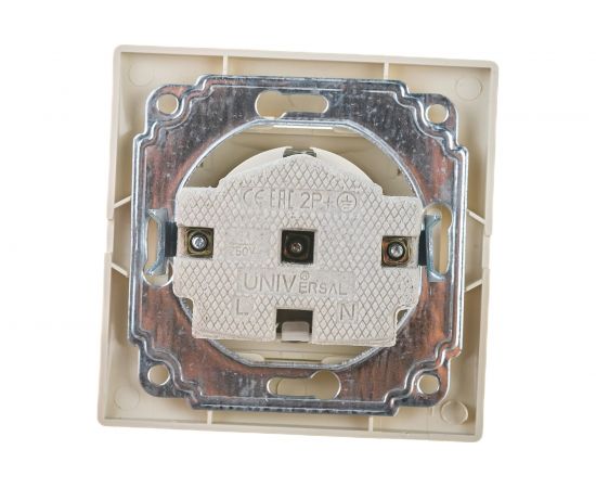 Розетка с/з с крышкой UNIVersal Севиль слоновая кость ivory Б-С0029 – изображение 2