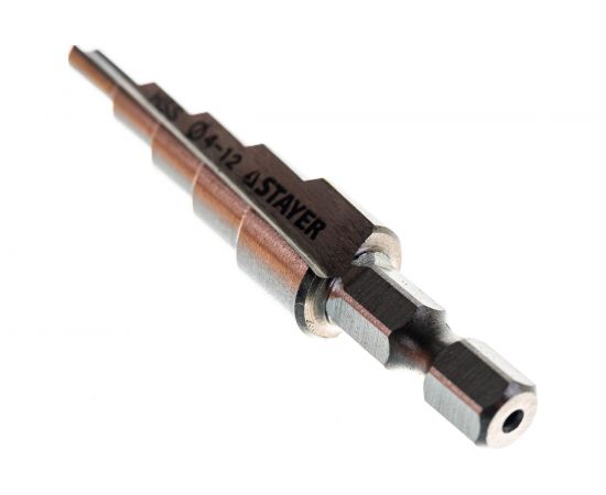 Сверло ступенчатое по металлу (4-12 мм; 5 ступеней; 65 мм) STAYER 29660-4-12-5 – изображение 3