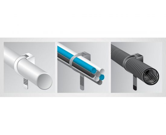 Ремешок-опора для труб и кабеля ЕВРОПАРТНЕР PRNT 32-60 серый, с шурупом и дюбелем, 25 шт. 2001 F – изображение 3