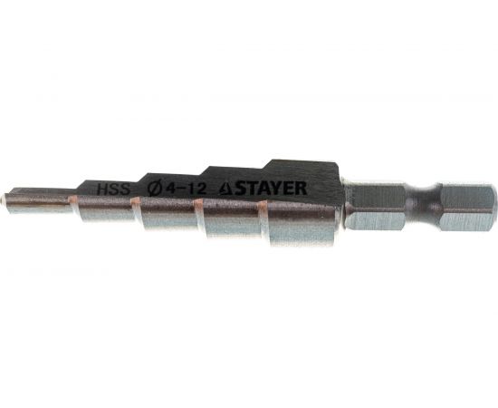 Сверло ступенчатое по металлу (4-12 мм; 5 ступеней; 65 мм) STAYER 29660-4-12-5 – изображение 4