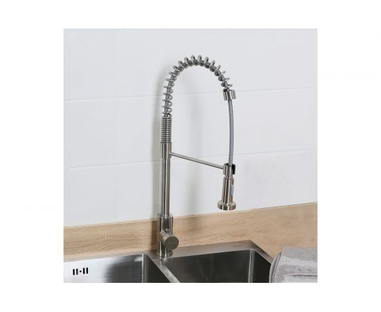 Смеситель для кухни MELANA нерж.сталь, однорычажный, сатин, вытяжной излив 8111 – изображение 10