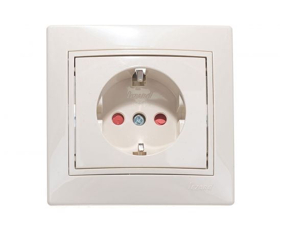 Розетка LEZARD MIRA с защитой от детей керамика крем со вставкой 701-0303-124 