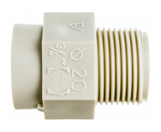 Переходник FV-PLAST с пластиковой резьбой наружной, без втулки Dg 20x3/4 100 20 213021 
