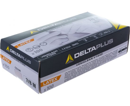 Латексные перчатки Delta Plus V1340, без напыления, р. 8, 100 перчаток V1340**08 