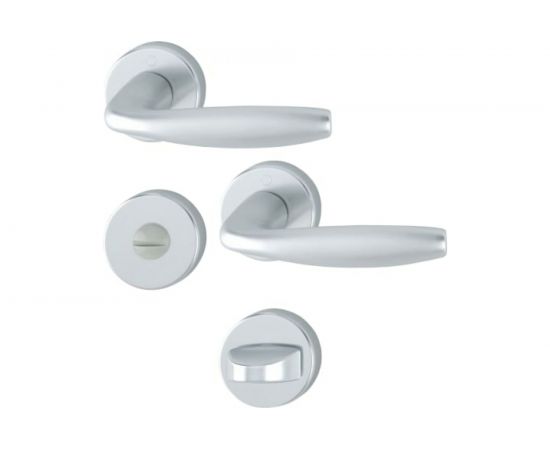 Объектный гарнитур HOPPE 1810/42KV/42KVS New York WC F1 анодированный серебристый алюминий, Schnellstift, A=37-42 мм, шток 8 мм, 3 категория 65732 