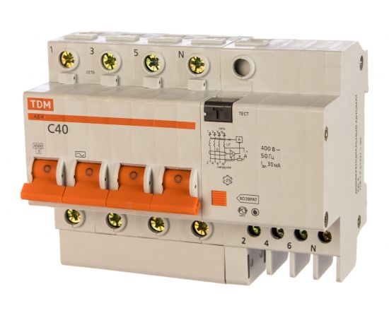 Дифавтомат АД-4 4п, 40 А, 30 мА TDM SQ0221-0009 