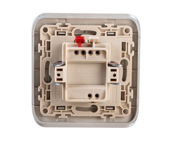 Выключатель LUXAR Deco с/у 1 клавиша, серебро с рифленой рамкой, 250В 10А 4606400620198 – изображение 2