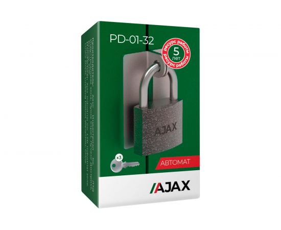 Навесной замок AJAX PD-01-32 англ. 3 кл., коробка 42231 – изображение 2