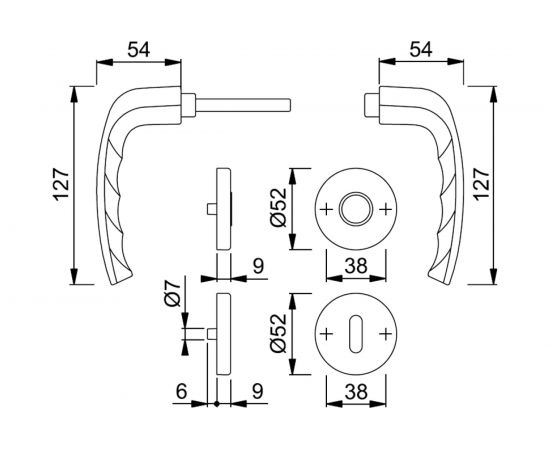 Объектный гарнитур HOPPE 1810/42KV/42KVS New York WC F1 анодированный серебристый алюминий, Schnellstift, A=37-42 мм, шток 8 мм, 3 категория 65732 – изображение 2