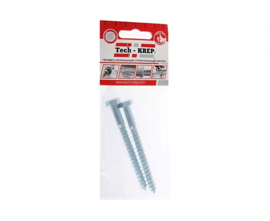 Сантехнический болт DIN 571 оцинкованный 10х80, 2шт - пакет Tech-Krep 103883 