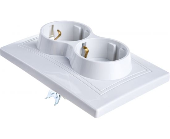 Двухместная розетка АБК-СИЛА с заземляющим контактом 16А 220В "ПАНДОРА" белая 5401505 