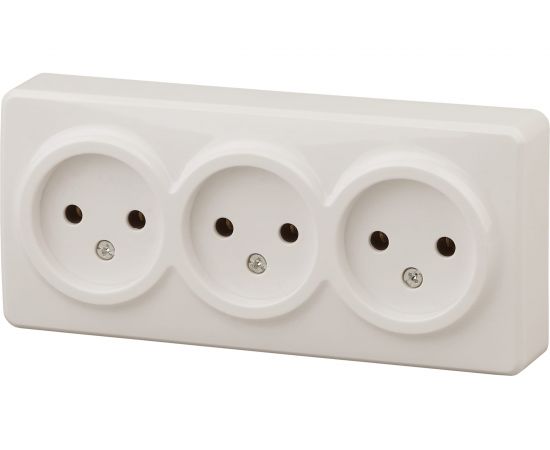 Розетка ЭРА 11-2207-02 3х2P, 16A-250В, IP20, ОУ, Эксперт, сл.кость Б0020698 
