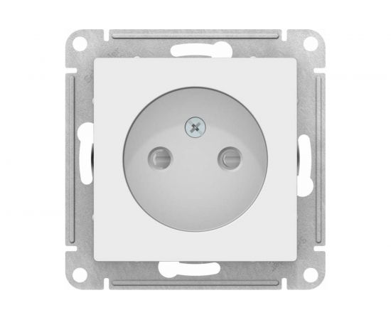 Механизм розетки Schneider Electric 1-м СП ATLAS DESIGN без заземления, защитные шторки, 16А, белый 1240151 