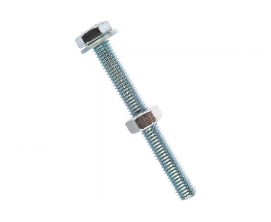 Болт Tech-Krep DIN933 с шестигранной головкой, оцинкованный М8х70 + гайка + шайба 2 шт - пакет 130187 