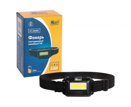 Светодиодный налобный фонарь KRAFT 1W KT 835905 