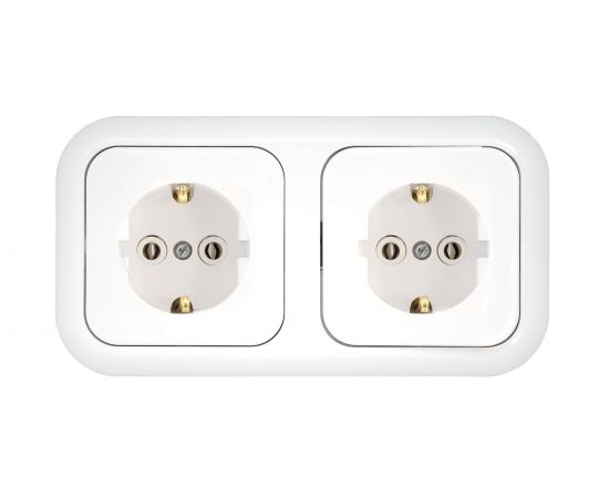 Розетка Bylectrica 2-местная СУ с заз.конт. на шинах, серия ГАРМОНИЯ, белый, РС16-349 