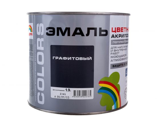 Универсальная цветная эмаль Радуга Colors ВД-АК 220 графитовый, 1,9 л 144928 – изображение 2