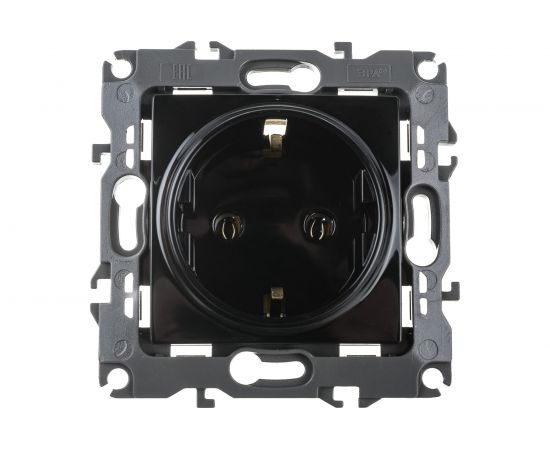 Розетка ЭРА 12-2001-06 2P E Schuko, 16A-250В, IP20, без м.лапок, 12, чёрный Б0014686 – изображение 2