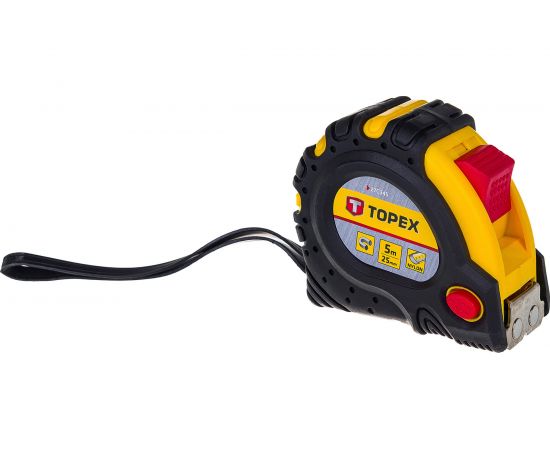 Рулетка TOPEX стальная лента 5 м x 25 мм магнит 2 кнопки паузы 27C345 – изображение 3