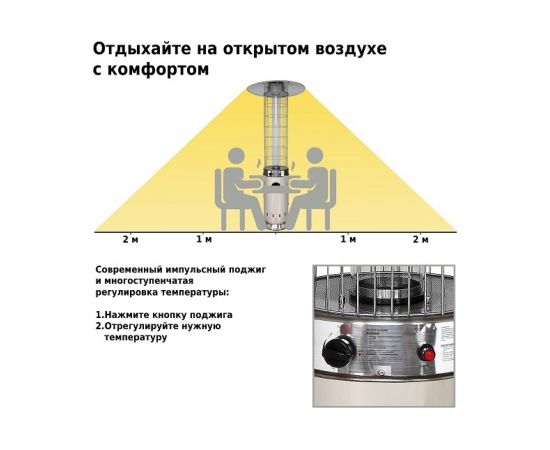 Уличный газовый обогреватель Aesto A-07T нержавеющая сталь – изображение 4