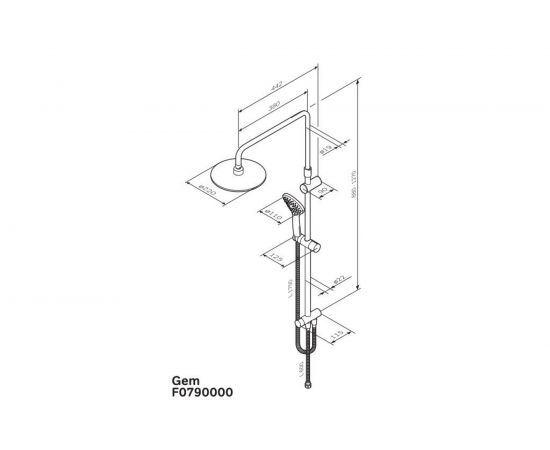 Душевая система AM.PM Gem набор: верхний душ d 220 мм, ручной душ, 1 ф-ция d 110 мм F0790000 – изображение 5
