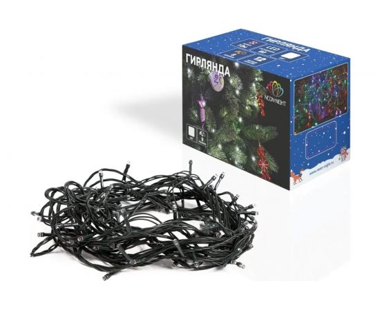 Светодиодная гирлянда NEON-NIGHT Твинкл-Лайт 8 режимов, 20м, 160 LED, тёмно-зелёный провод, белый 303-115 – изображение 9