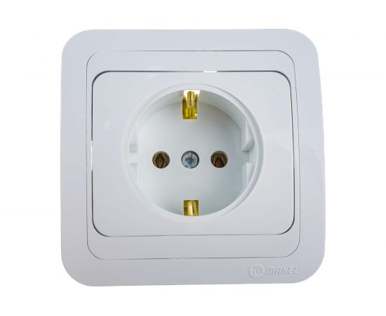 Розетка с заземлением, белая Makel Mimoza 12008 